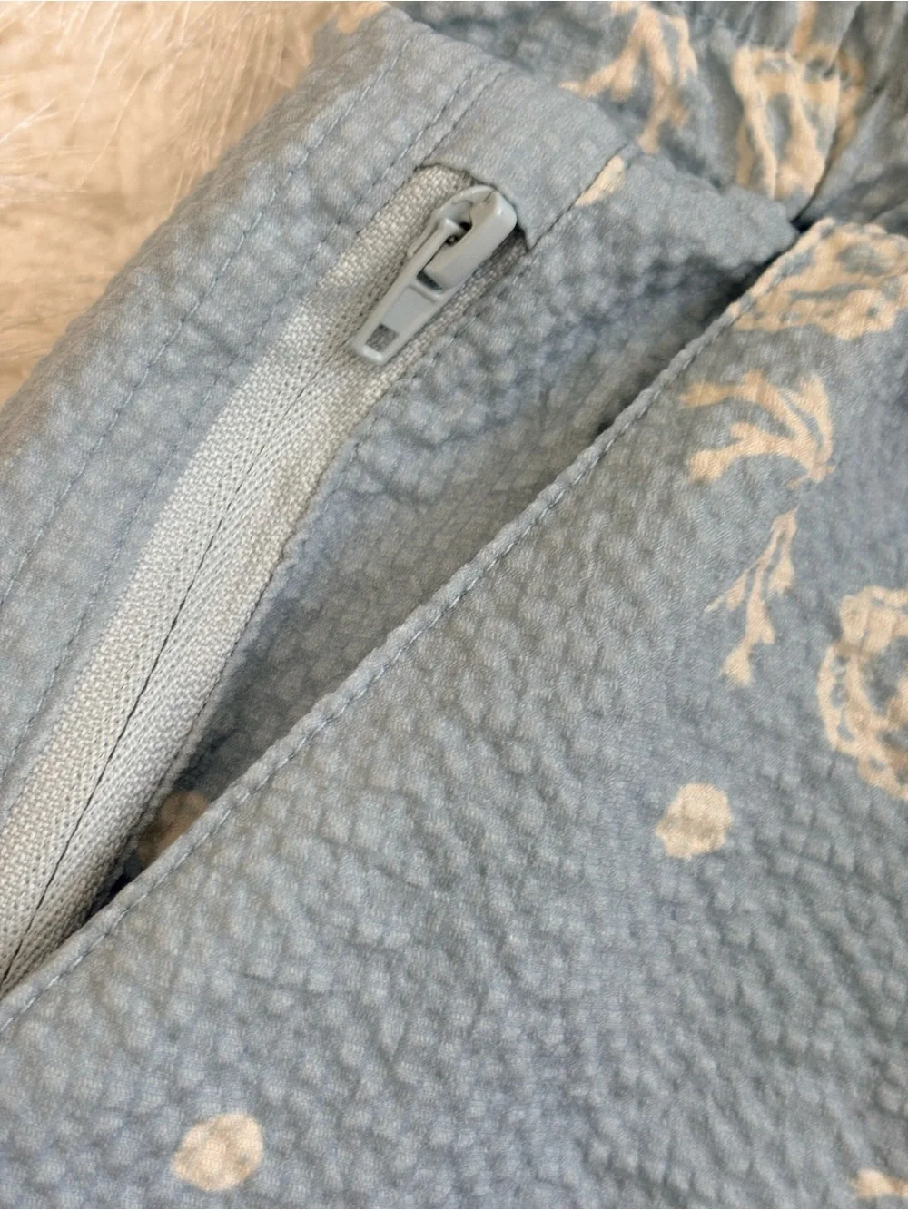 Maison Article Sky Blue Paisley Hybrid Shorts.
